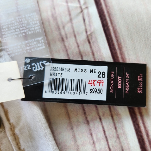 NWT Miss Me "Signature Boot" Bootcut White Jean Beaded Wood | Women's Size 28 - Picture 13 of 14